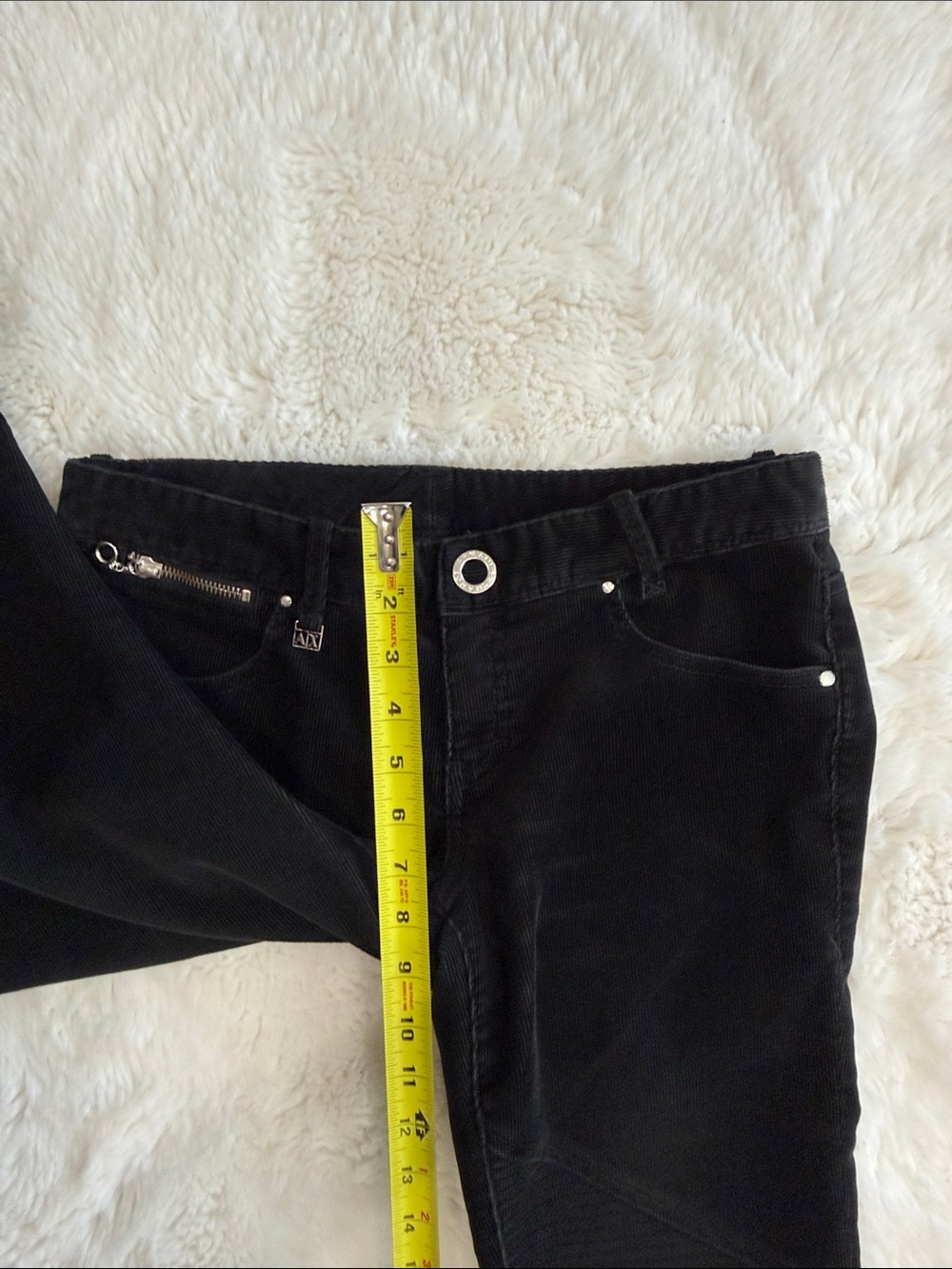 Armani Exchange,Black Women’s Moto Skinny Corduroy,Size 4. - Picture 16 of 17